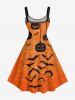 Plus Size Pumpkin Bat Spider Web Print Halloween A Line Tank Dress -  