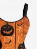 Plus Size Pumpkin Bat Spider Web Print Halloween A Line Tank Dress -  