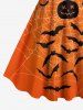 Plus Size Pumpkin Bat Spider Web Print Halloween A Line Tank Dress -  