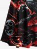 Plus Size Skull Crow Tree Branch Moon Print Halloween Cold Shoulder Crisscross A Line Maxi Dress -  