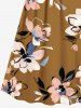 Plus Size Flower Leaf Print Hawaii Surplice A Line Cami Dress -  