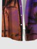 Plus Size Coconut Tree Ombre Sky Print Hawaii Button Pocket Shirt For Men -  