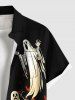 Chemise grande taille à imprimé citrouille, fantôme, chauve-souris, arbre, boutonnée, pour homme, Halloween - Noir XL