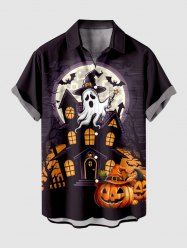 Robe débardeur grande taille avec chapeau d'Halloween, citrouille, fantôme, chauve-souris, arbre, château, lune - Noir 2XL