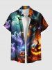 Halloween Pumpkin Lantern Ghost Bat Tree Print Plus Size Matching Outfit For Couples -  