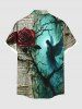 Rose Flower Newspaper Angel Print Plus Size Matching Outfit For Couples -  