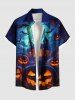 Halloween Pumpkin Lantern Bat Moon Castle Print Plus Size Matching Outfit For Couples -  