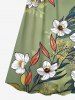 Flowers Leaf Print Plus Size Matching Hawaii Beach Outfit For Couples -  