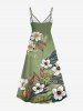 Flowers Leaf Print Plus Size Matching Hawaii Beach Outfit For Couples -  