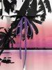 Matching Hawaii Shirt and Romper Plus Size Beach Outfit Coconut Tree Seascape Ombre Printed for Couples -  