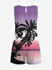 Matching Hawaii Shirt and Romper Plus Size Beach Outfit Coconut Tree Seascape Ombre Printed for Couples -  