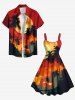 Coconut Tree Ombre Sunset Moon Print Plus Size Matching Hawaii Beach Outfit For Couples -  