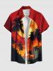 Coconut Tree Ombre Sunset Moon Print Plus Size Matching Hawaii Beach Outfit For Couples -  