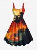 Coconut Tree Ombre Sunset Moon Print Plus Size Matching Hawaii Beach Outfit For Couples -  