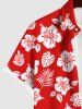 Tenue de plage hawaïenne assortie grande taille à imprimé feuilles tropicales et fleurs d'hibiscus pour couples - Rouge 