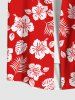 Tenue de plage hawaïenne assortie grande taille à imprimé feuilles tropicales et fleurs d'hibiscus pour couples - Rouge 