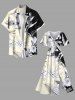Plus Size Tropical Leaf Hibiscus Flower Branch Print Hawaii Split Pocket A Line Midi Dress -  