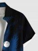 Chemise hawaïenne grande taille à imprimé cocotier, lune et mer, avec poches boutonnées pour homme - Bleu S