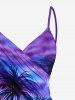 Plus Size Coconut Tree Tie Dye Seascape Print Convertible Hawaii Beach Cover -  