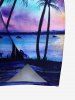 Plus Size Coconut Tree Tie Dye Seascape Print Convertible Hawaii Beach Cover -  