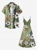 Robe camisole hawaïenne à imprimé fleurs et feuilles grande taille - Vert XXS