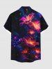 Plus Size Flowers Glitter 3D Print Buttons Pocket Hawaii Shirt For Men -  