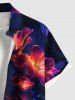 Plus Size Flowers Glitter 3D Print Buttons Pocket Hawaii Shirt For Men -  