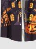 Robe débardeur grande taille avec chapeau d'Halloween, citrouille, fantôme, chauve-souris, arbre, château, lune - Noir 4XL