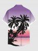 Chemise hawaïenne grande taille à imprimé ombré de cocotiers et de paysages marins, avec poches et boutons, pour homme - Violet clair S