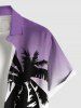 Chemise hawaïenne grande taille à imprimé ombré de cocotiers et de paysages marins, avec poches et boutons, pour homme - Violet clair S