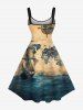 Plus Size Sea Map Ship Rudder Cruise Print Hawaii Tank Dress -  