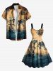 Plus Size Sea Map Ship Rudder Cruise Print Hawaii Tank Dress -  