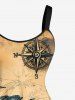 Plus Size Sea Map Ship Rudder Cruise Print Hawaii Tank Dress -  
