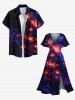 Plus Size Flowers Glitter 3D Print Split Hawaii Midi Dress -  