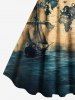 Plus Size Sea Map Ship Rudder Cruise Print Hawaii Tank Dress -  