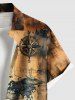 Plus Size Sea Map Ship Rudder Cruise Print Buttons Pocket Hawaii Shirt For Men -  