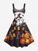 Plus Size Halloween Hat Pumpkin Ghost Bat Tree Castle Print Tank Dress -  