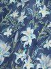 Plus Size Flowers Leaf Print Ruched Ruffles Cami Dress With Crown Buckle Crop Top - Bleu 4X | US 26-28