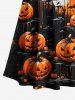 Plus Size Pumpkin Bat Moon Print Halloween Cold Shoulder Crisscross A Line Maxi Dress -  