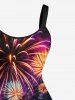 Plus Size Pumpkin Fireworks Galaxy Tree Castle Print Halloween A Line Tank Dress -  