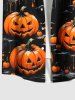 Plus Size Pumpkin Bat Moon Print Halloween Button Pocket Shirt For Men -  