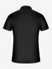 Plus Size Skull Crow Cross Letters Print Halloween Zipper Turn-down Collar Polo Shirt For Men -  