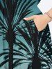 Plus Size Coconut Tree Ombre Sky Print Hawaii Split Pocket A Line Midi Dress -  