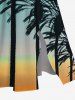 Plus Size Coconut Tree Ombre Sky Print Hawaii Split Pocket A Line Midi Dress -  