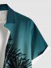 Plus Size Coconut Tree Ombre Sky Print Hawaii Button Pocket Shirt For Men -  