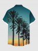 Plus Size Coconut Tree Ombre Sky Print Hawaii Button Pocket Shirt For Men -  