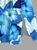 Plus Size Tropical Leaf Hibiscus Flower Print Hawaii Split Pocket A Line Midi Dress -  