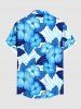 Chemise hawaïenne grande taille à imprimé feuilles tropicales et fleurs d'hibiscus pour homme - Bleu Ciel S