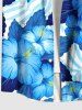 Chemise hawaïenne grande taille à imprimé feuilles tropicales et fleurs d'hibiscus pour homme - Bleu Ciel S