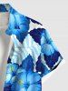Chemise hawaïenne grande taille à imprimé feuilles tropicales et fleurs d'hibiscus pour homme - Bleu Ciel S
